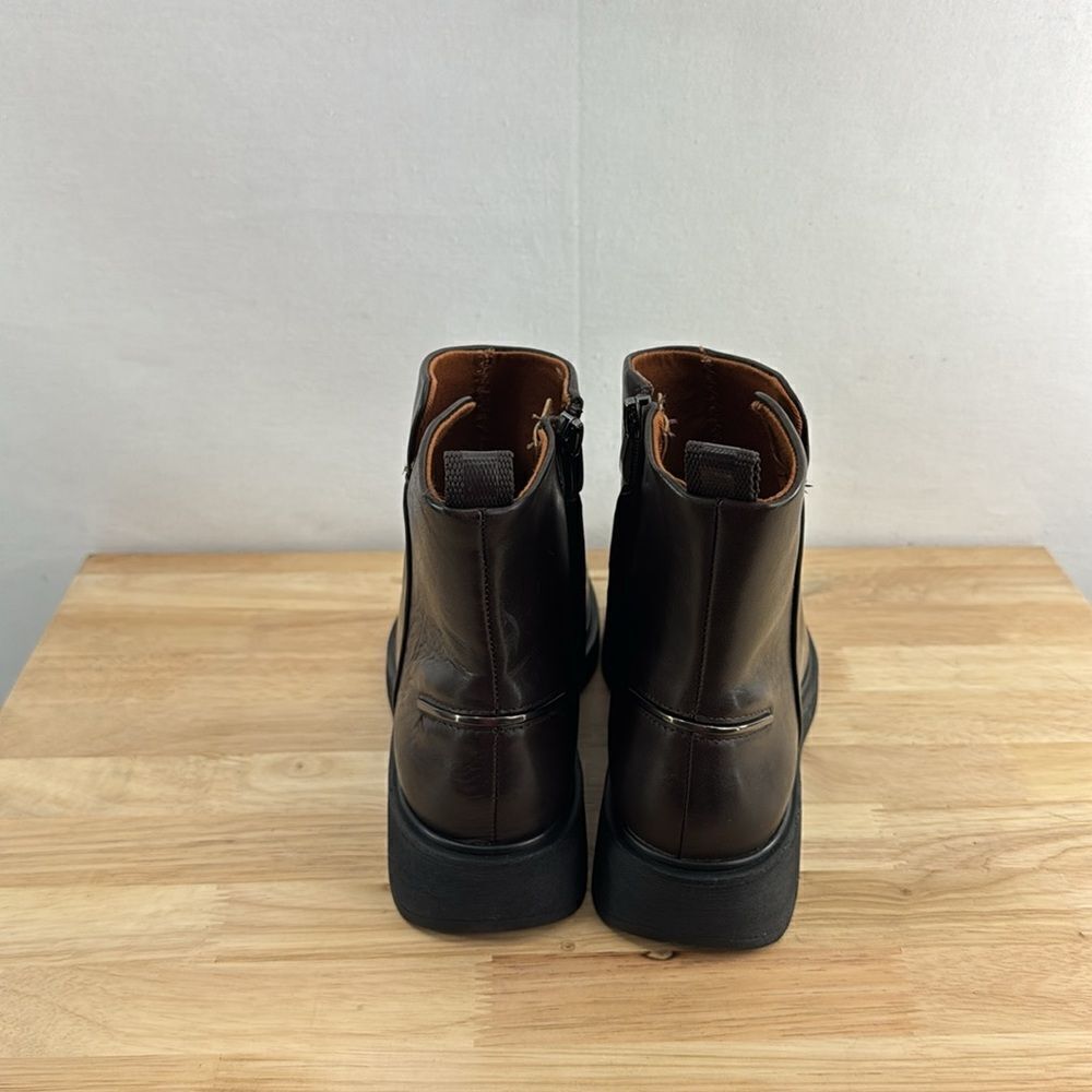 Franco Sarto Dark Brown Leather Ankle Boots - Picture 3 of 7